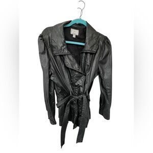 Converse Black Faux Leather Belted Jacket(material is actually 100%cotton)